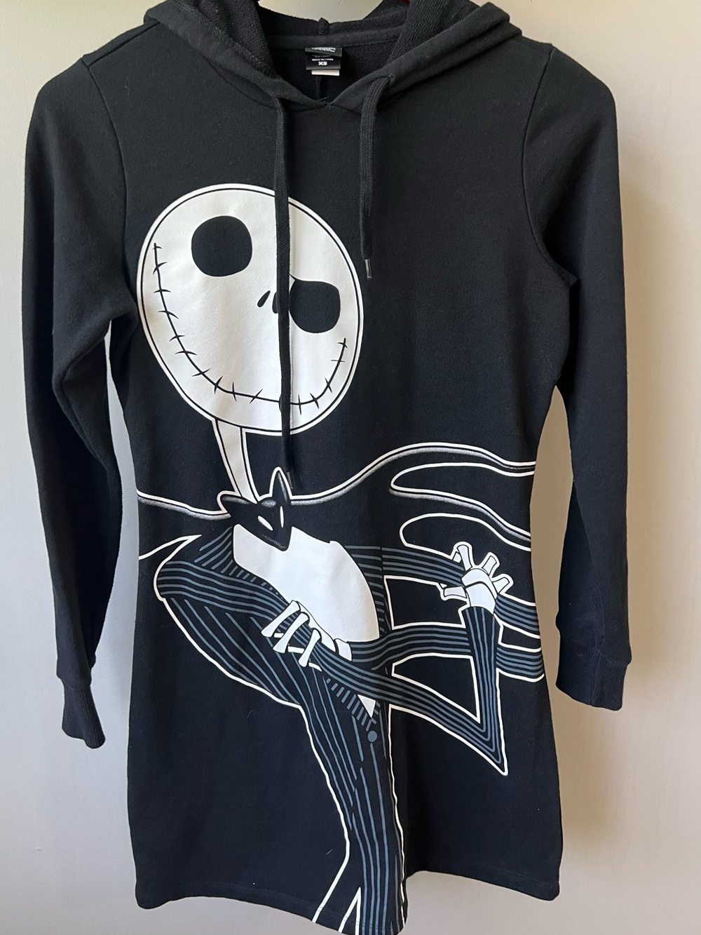 Disney Nightmare Before Christmas Jack Halloween Black White Hoodie Dress XS